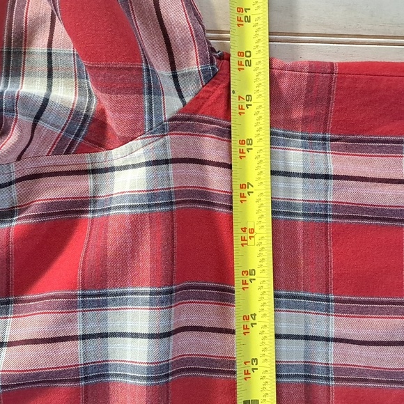 David Brooks Vintage Style Red Plaid 100% Cotton Comfy Button Down Causal Shirt - Picture 8 of 10